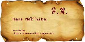Hans Mónika névjegykártya